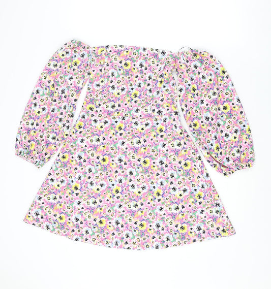 Divided by H&M Womens Multicoloured Floral Polyester Ball Gown Size S Off the Shoulder Pullover