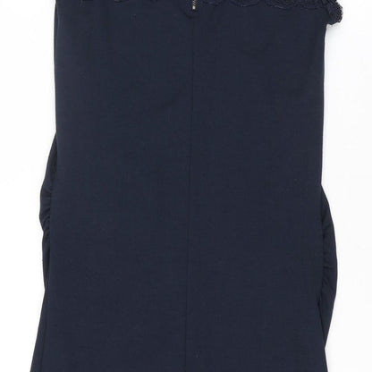mamalicious Womens Blue Polyester Pencil Dress Size S V-Neck Zip - Lace Top