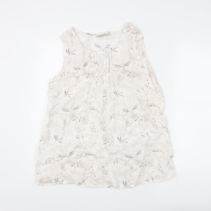 Laura Bianchi Womens Ivory Floral Polyester Basic Blouse Size L Round Neck