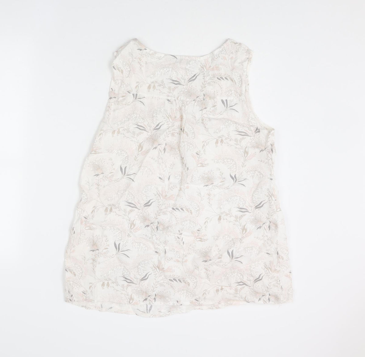 Laura Bianchi Womens Ivory Floral Polyester Basic Blouse Size L Round Neck