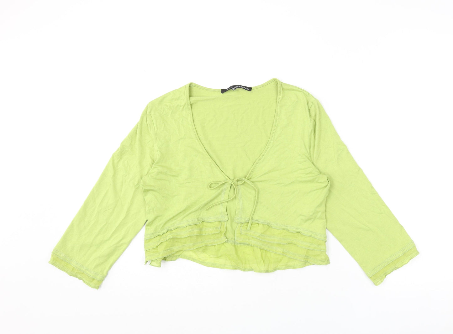 Mado et les Autres Womens Green Viscose Cropped Blouse Size 12 V-Neck