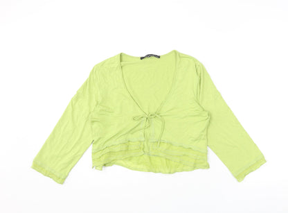 Mado et les Autres Womens Green Viscose Cropped Blouse Size 12 V-Neck