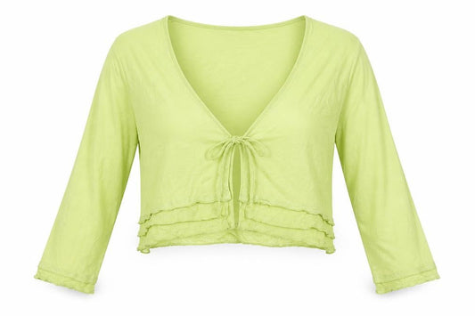 Mado et les Autres Womens Green Viscose Cropped Blouse Size 12 V-Neck