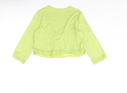 Mado et les Autres Womens Green Viscose Cropped Blouse Size 12 V-Neck