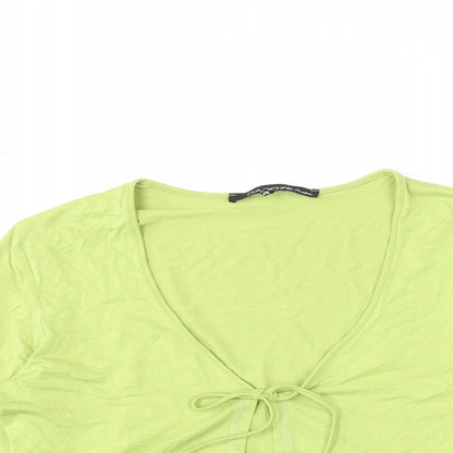 Mado et les Autres Womens Green Viscose Cropped Blouse Size 12 V-Neck