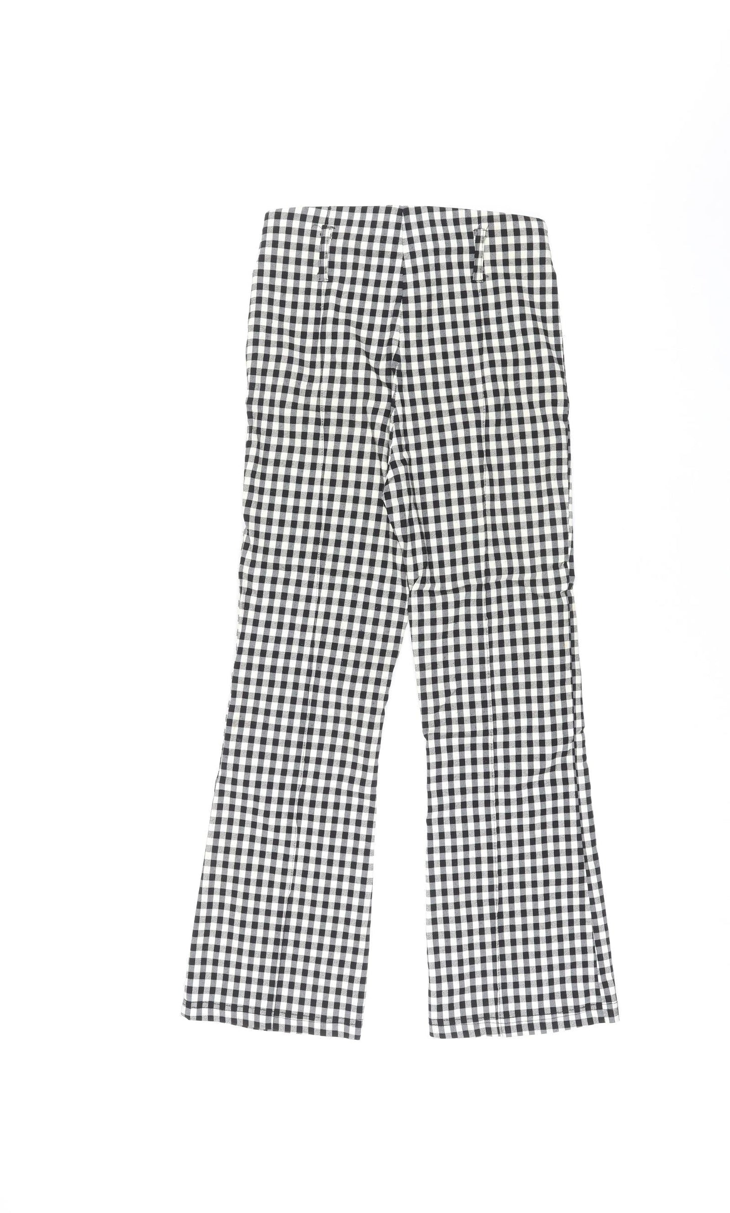 Bershka Womens Black Plaid Viscose Trousers Size S L25 in Regular