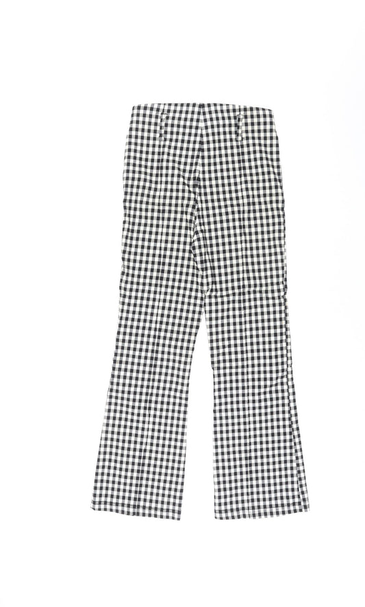 Bershka Womens Black Plaid Viscose Trousers Size S L25 in Regular