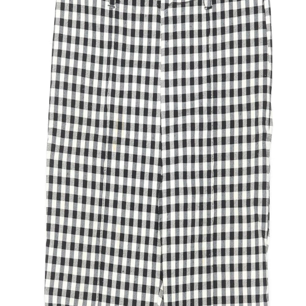 Bershka Womens Black Plaid Viscose Trousers Size S L25 in Regular