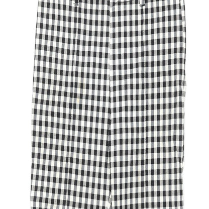 Bershka Womens Black Plaid Viscose Trousers Size S L25 in Regular