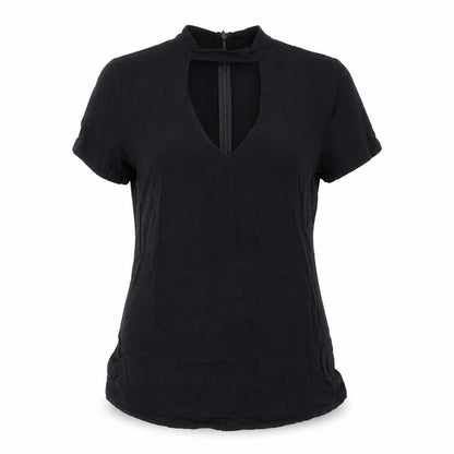 Bardot Womens Black Viscose Basic T-Shirt Size 6 Round Neck