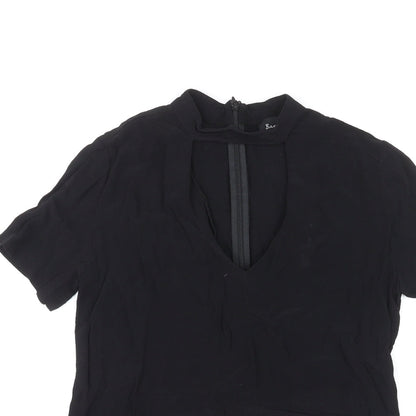Bardot Womens Black Viscose Basic T-Shirt Size 6 Round Neck