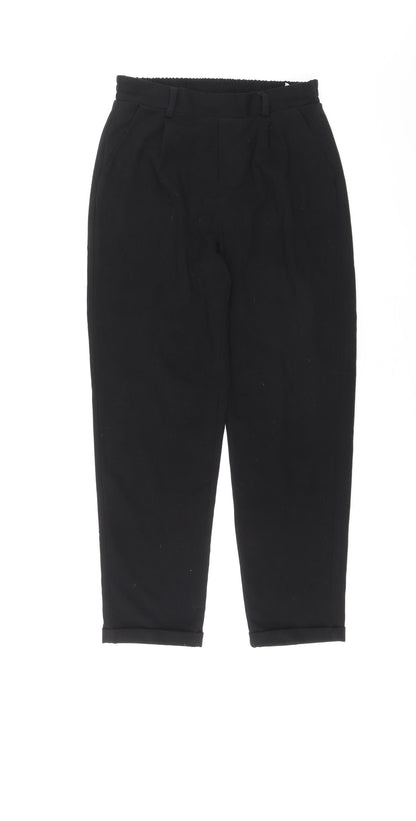 Womens UK Size S Stradivarius Regular Fit Dress Pants Black Trousers