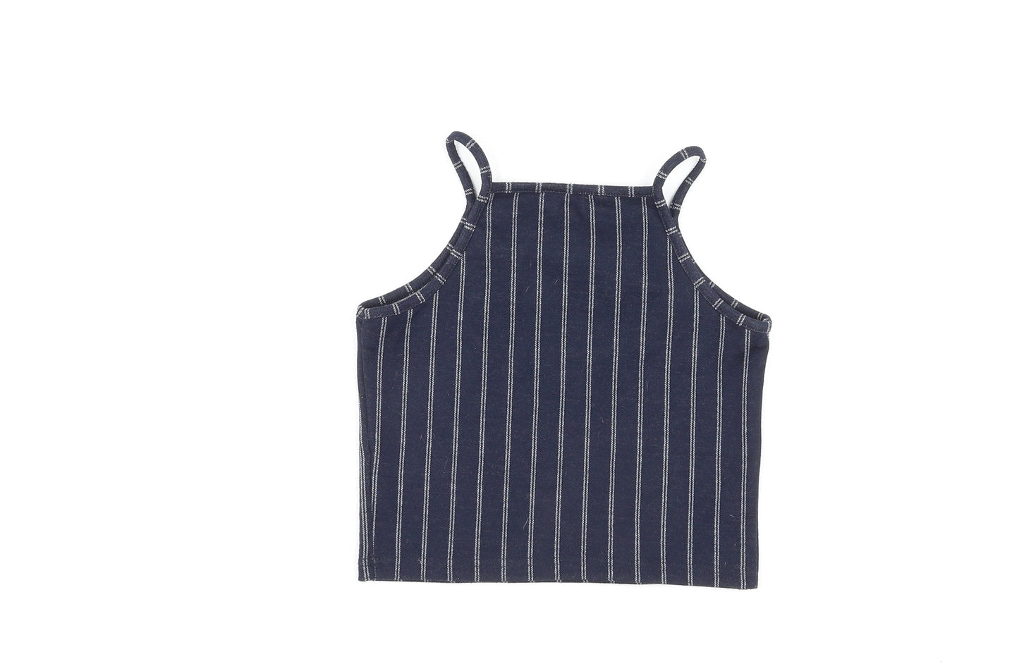 New Look Girls Blue Striped Polyester Camisole Tank Size 12-13 Years Square Neck Pullover