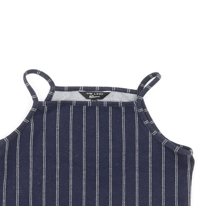 New Look Girls Blue Striped Polyester Camisole Tank Size 12-13 Years Square Neck Pullover