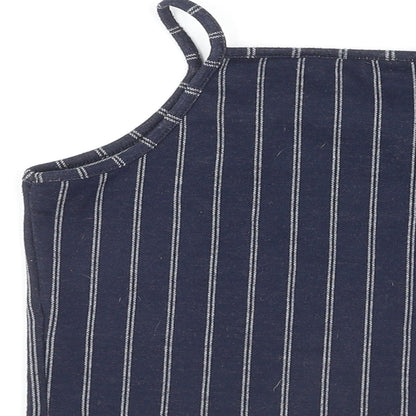 New Look Girls Blue Striped Polyester Camisole Tank Size 12-13 Years Square Neck Pullover