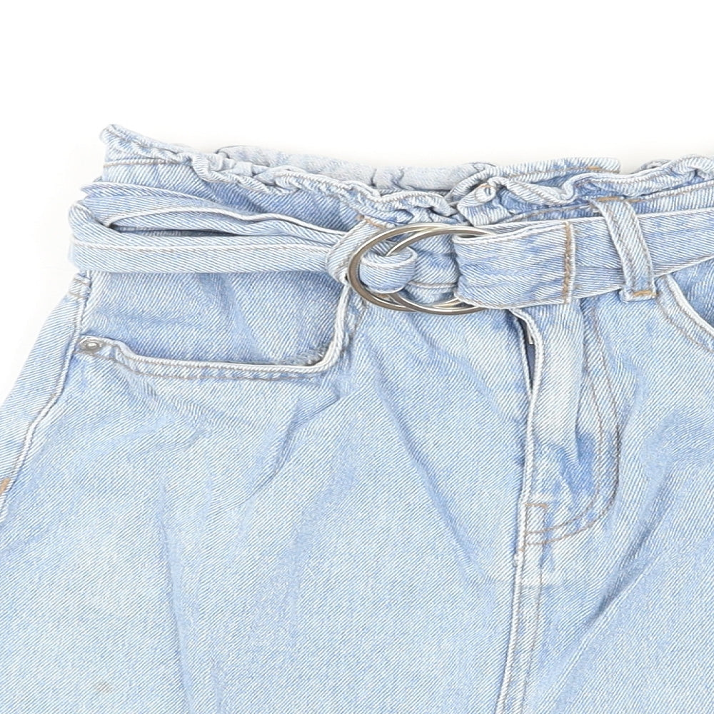 Divided by H&M Womens Blue Cotton A-Line Skirt Size 4 Zip - Belted