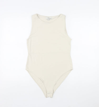 Marks and Spencer Womens Ivory Polyamide Bodysuit One-Piece Size 10 Snap