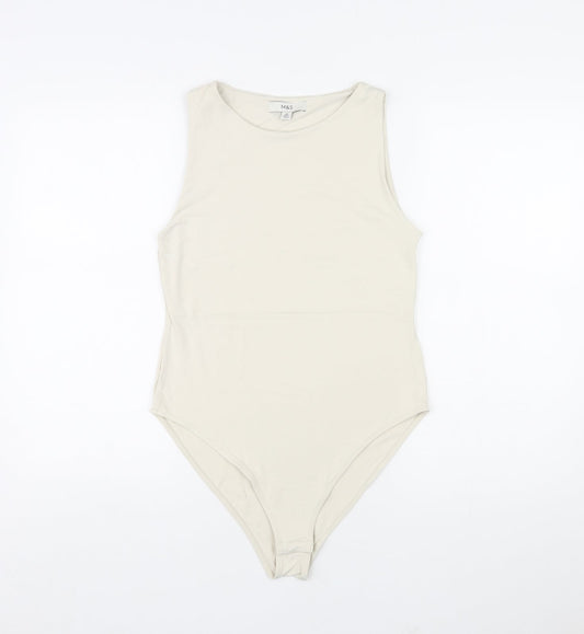 Marks and Spencer Womens Ivory Polyamide Bodysuit One-Piece Size 10 Snap