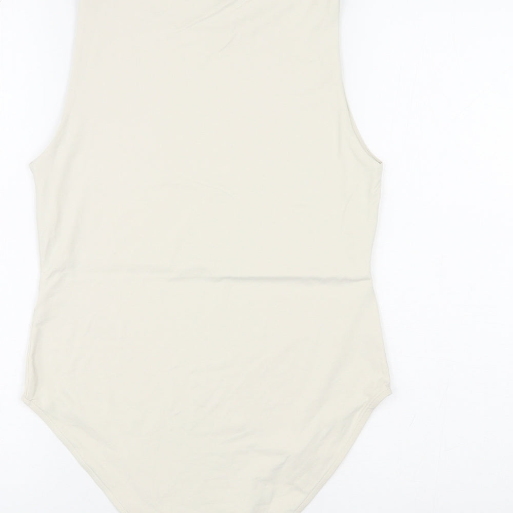 Marks and Spencer Womens Ivory Polyamide Bodysuit One-Piece Size 10 Snap
