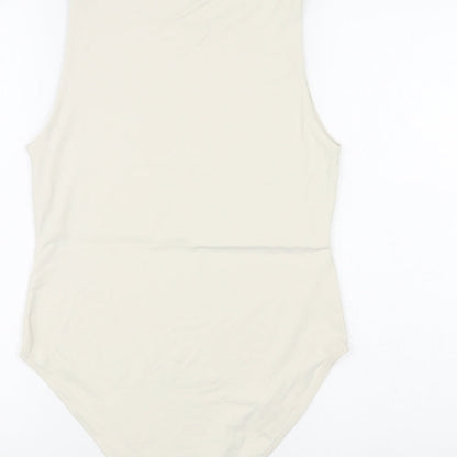 Marks and Spencer Womens Ivory Polyamide Bodysuit One-Piece Size 10 Snap