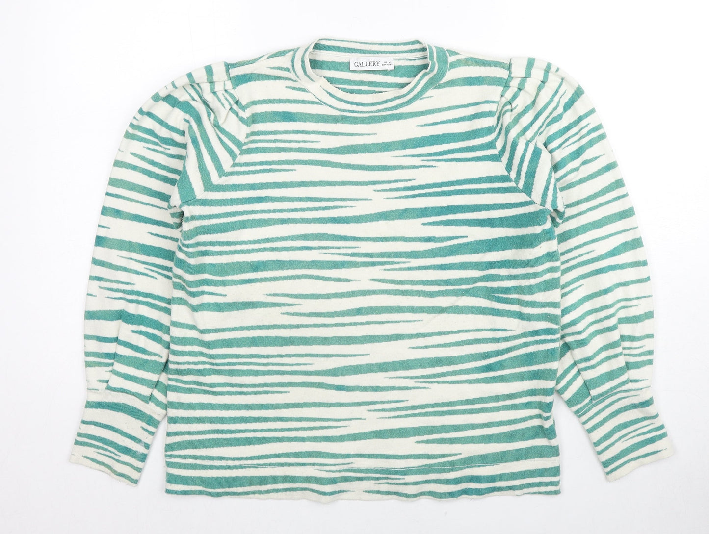 Gallerygre Womens Green Round Neck Animal Print Viscose Pullover Jumper Size M