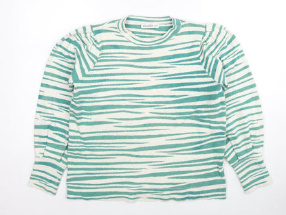 Gallerygre Womens Green Round Neck Animal Print Viscose Pullover Jumper Size M