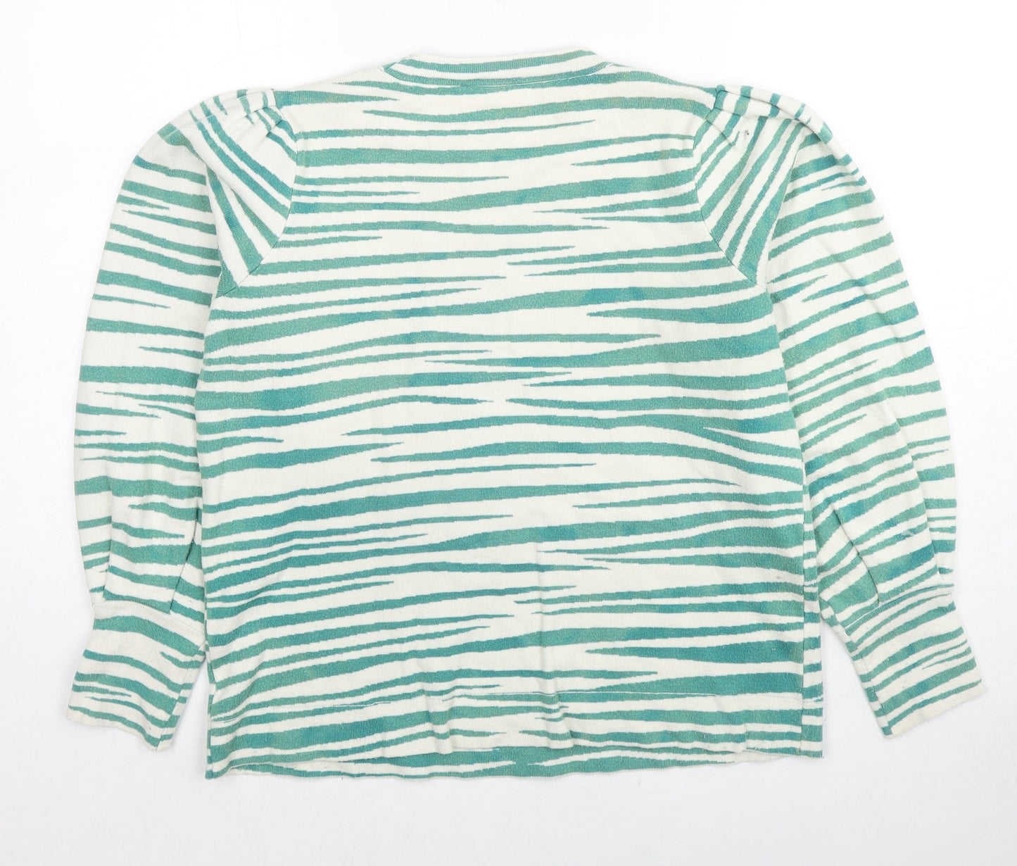 Gallerygre Womens Green Round Neck Animal Print Viscose Pullover Jumper Size M