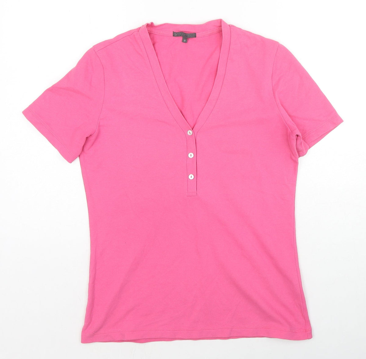 Geox Womens Pink Cotton Basic T-Shirt Size M V-Neck