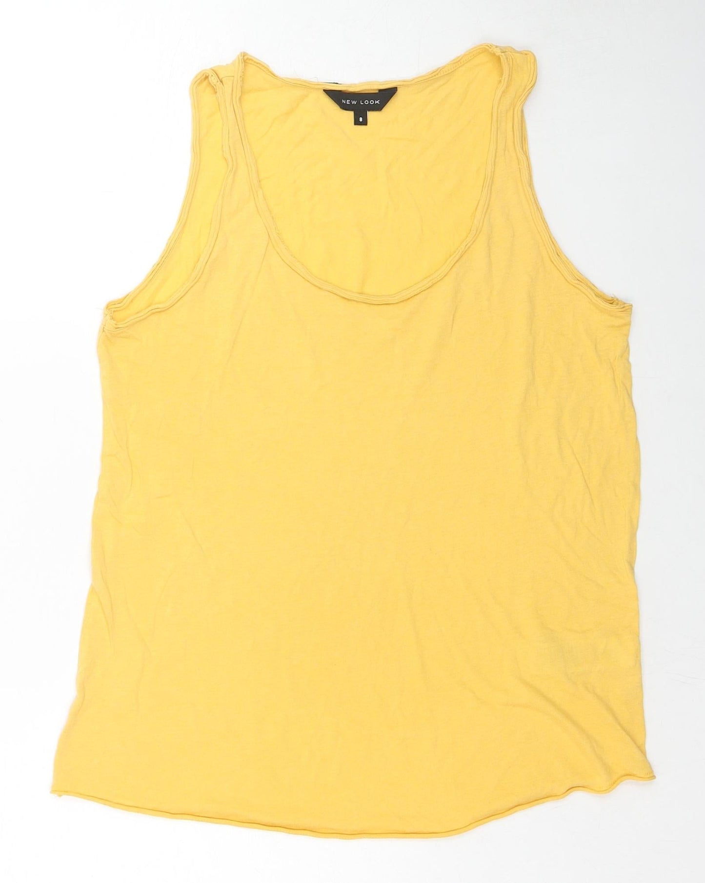 Womens UK Size 8 New Look Yellow Basic Tank