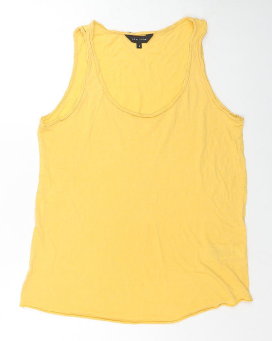 Womens UK Size 8 New Look Yellow Basic Tank
