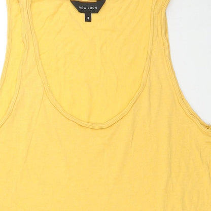 Womens UK Size 8 New Look Yellow Basic Tank