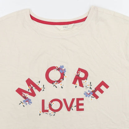 Womens UK Size M Marks and Spencer Ivory Basic T-Shirt