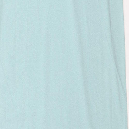 Marks and Spencer Womens Blue Cotton A-Line Size XS Round Neck Pullover - Broderie Anglaise Sleeve