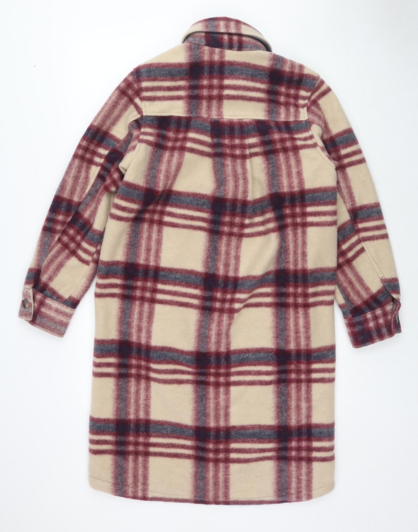 H&M Womens Multicoloured Geometric Overcoat Coat Size XS Button