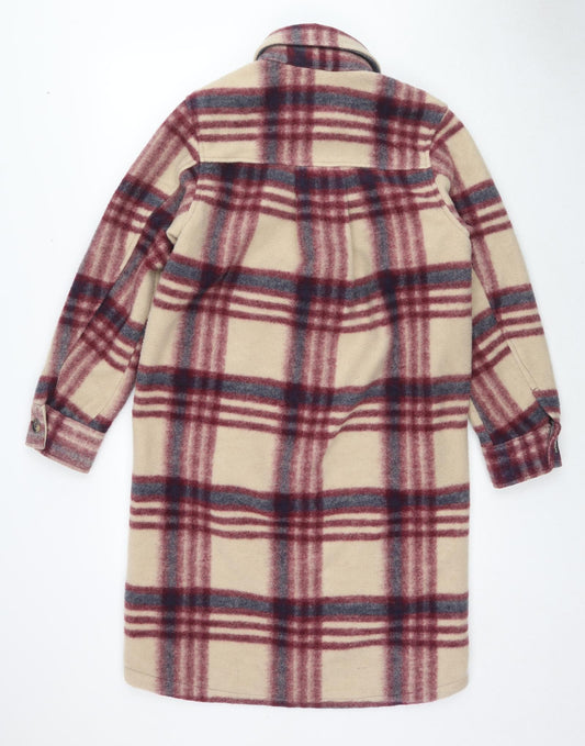 H&M Womens Multicoloured Geometric Overcoat Coat Size XS Button