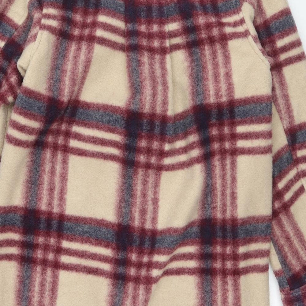 H&M Womens Multicoloured Geometric Overcoat Coat Size XS Button