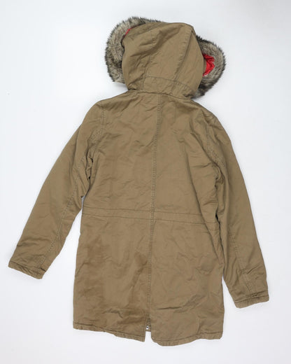 Topshop Womens Brown Parka Coat Size 10 Zip