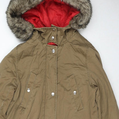 Topshop Womens Brown Parka Coat Size 10 Zip