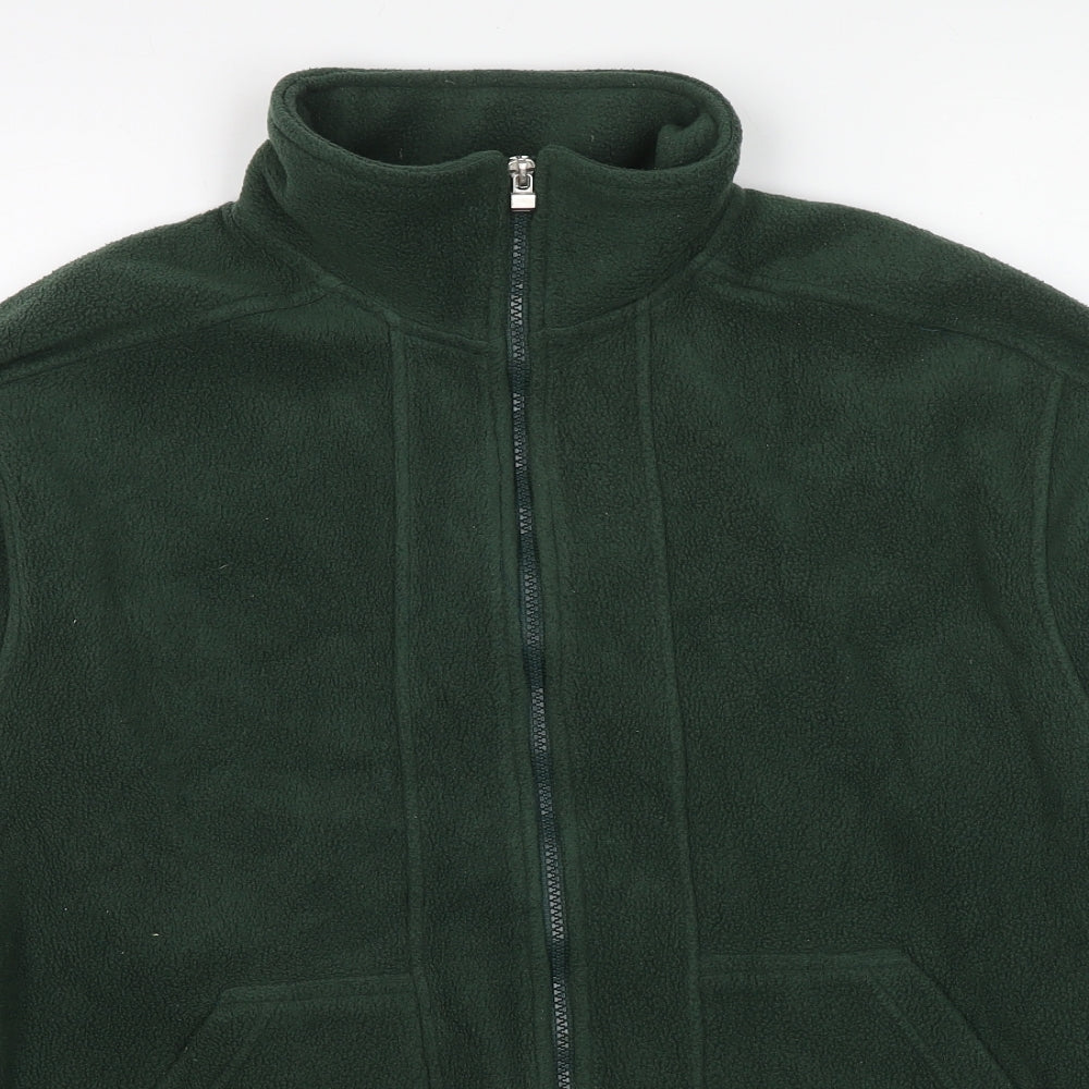 Close-up detail of Fabrizio women’s green jacket, size S, zip -, size S/m