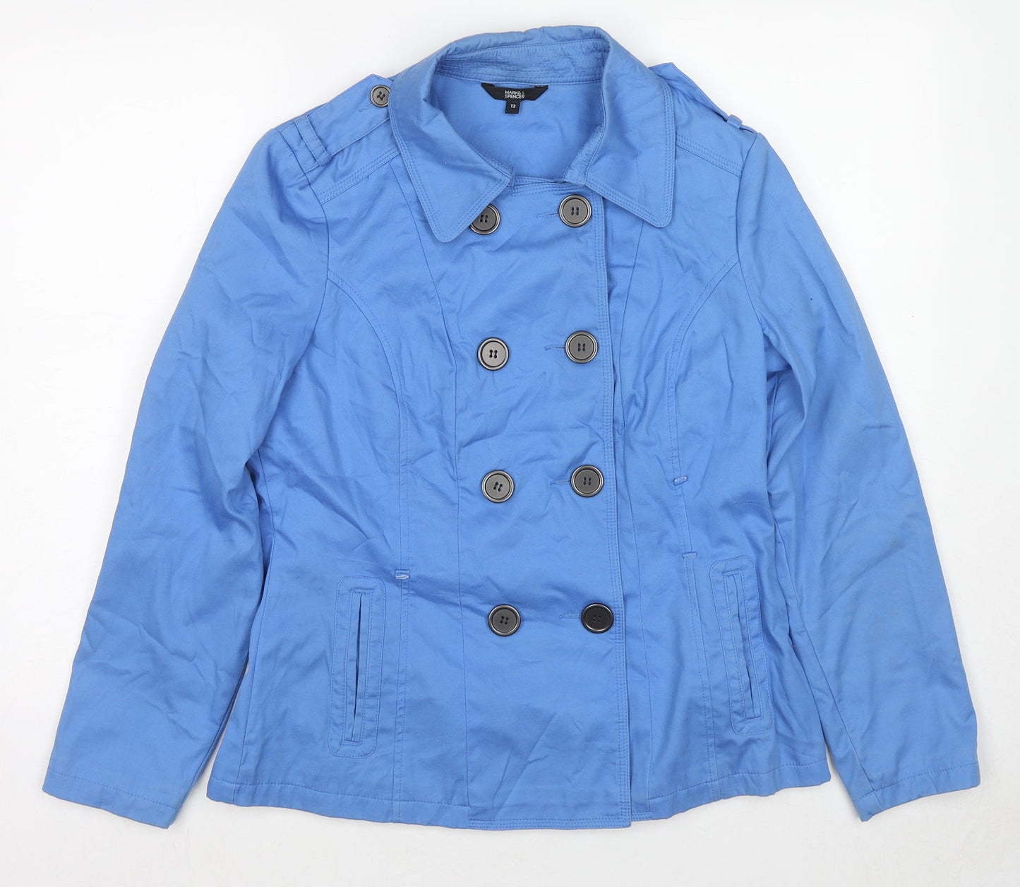 Womens UK Size 12 Marks and Spencer Blue Trench Coat
