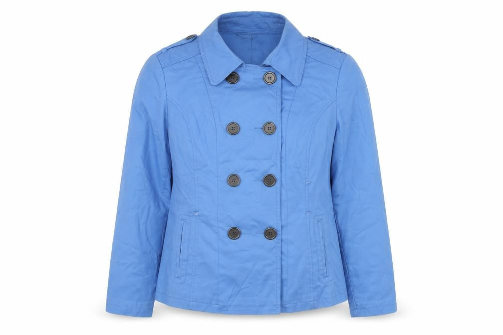 Marks & Spencer Womens Blue Trench Coat Jacket Size 12 Button