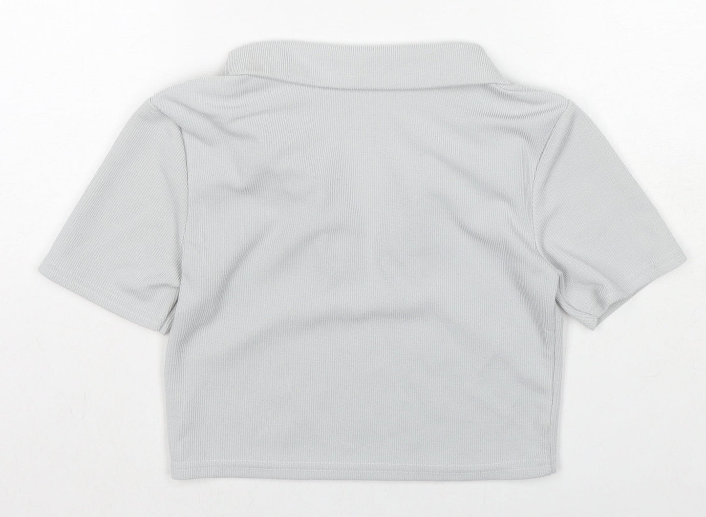 Womens UK Size 12 PRETTYLITTLETHING Grey Cropped Polo