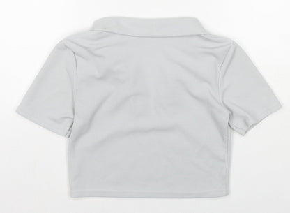 Womens UK Size 12 PRETTYLITTLETHING Grey Cropped Polo