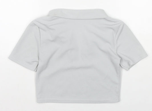 Womens UK Size 12 PRETTYLITTLETHING Grey Cropped Polo
