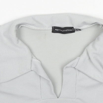 Womens UK Size 12 PRETTYLITTLETHING Grey Cropped Polo