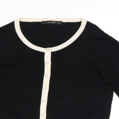 Hallhuber Womens Black Round Neck Viscose Cardigan Jumper Size M