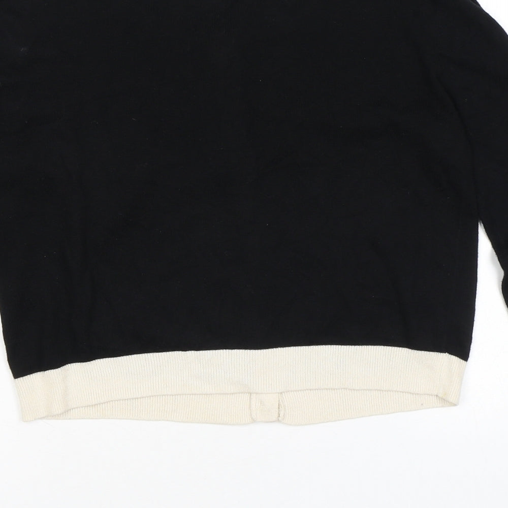 Hallhuber Womens Black Round Neck Viscose Cardigan Jumper Size M