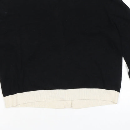 Hallhuber Womens Black Round Neck Viscose Cardigan Jumper Size M