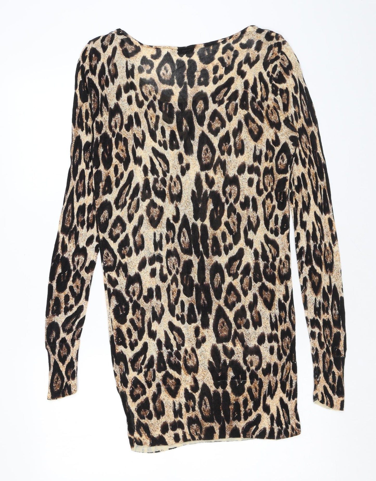 MINKPINK Womens Brown Round Neck Animal Print Acrylic Pullover Jumper Size XS - Leopard pattern