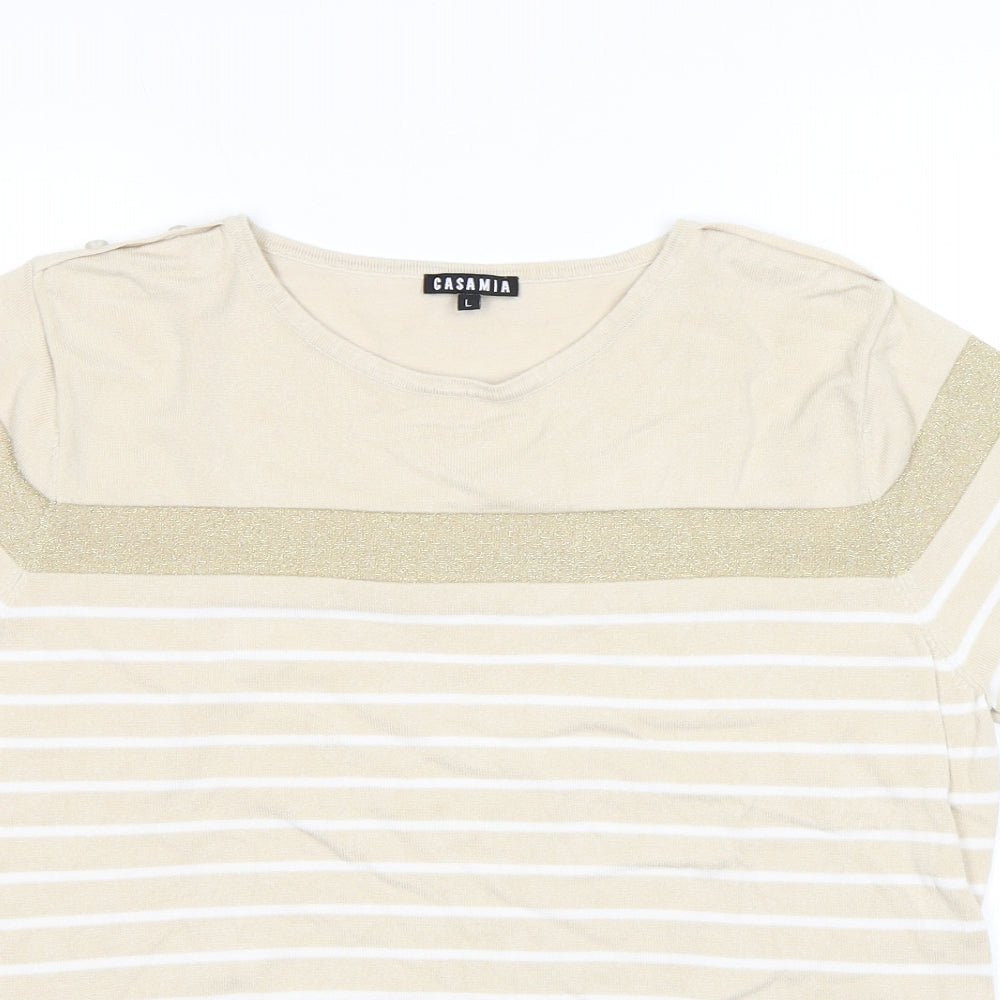 Womens UK Size L CASAMIA Beige Pullover Jumper
